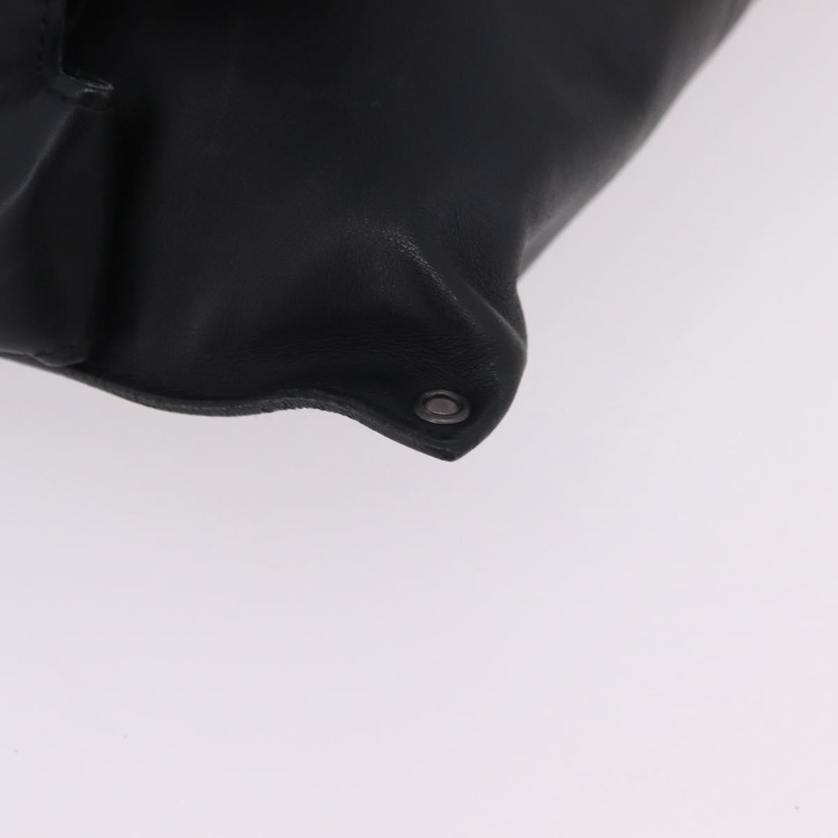 Bottega Veneta Utility Waist Leather with Intrecciato, Black, Leather, Shoulder Bag