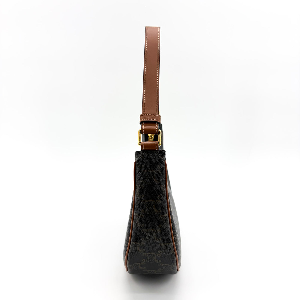 Celine Ava Triomphe Coated Canvas, Brown, Canvas, Handbag