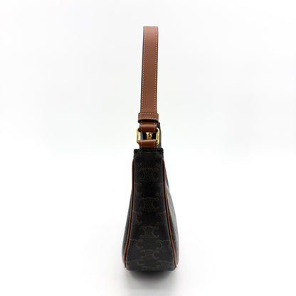 Celine Ava Triomphe Coated Canvas, Brown, Canvas, Handbag