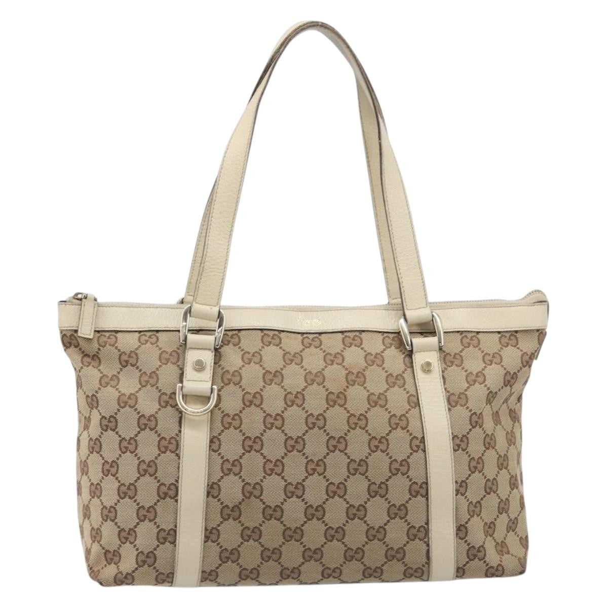 Gucci Abbey Zip Tote GG Canvas and Leather, Beige, Canvas, Handbag