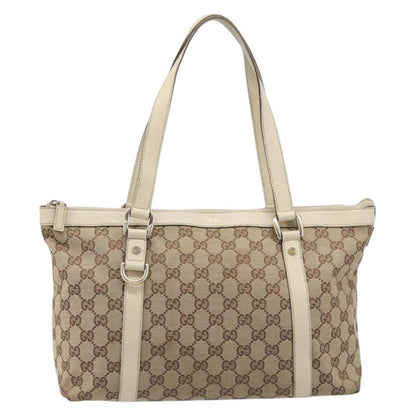 Gucci Abbey Zip Tote GG Canvas and Leather, Beige, Canvas, Handbag