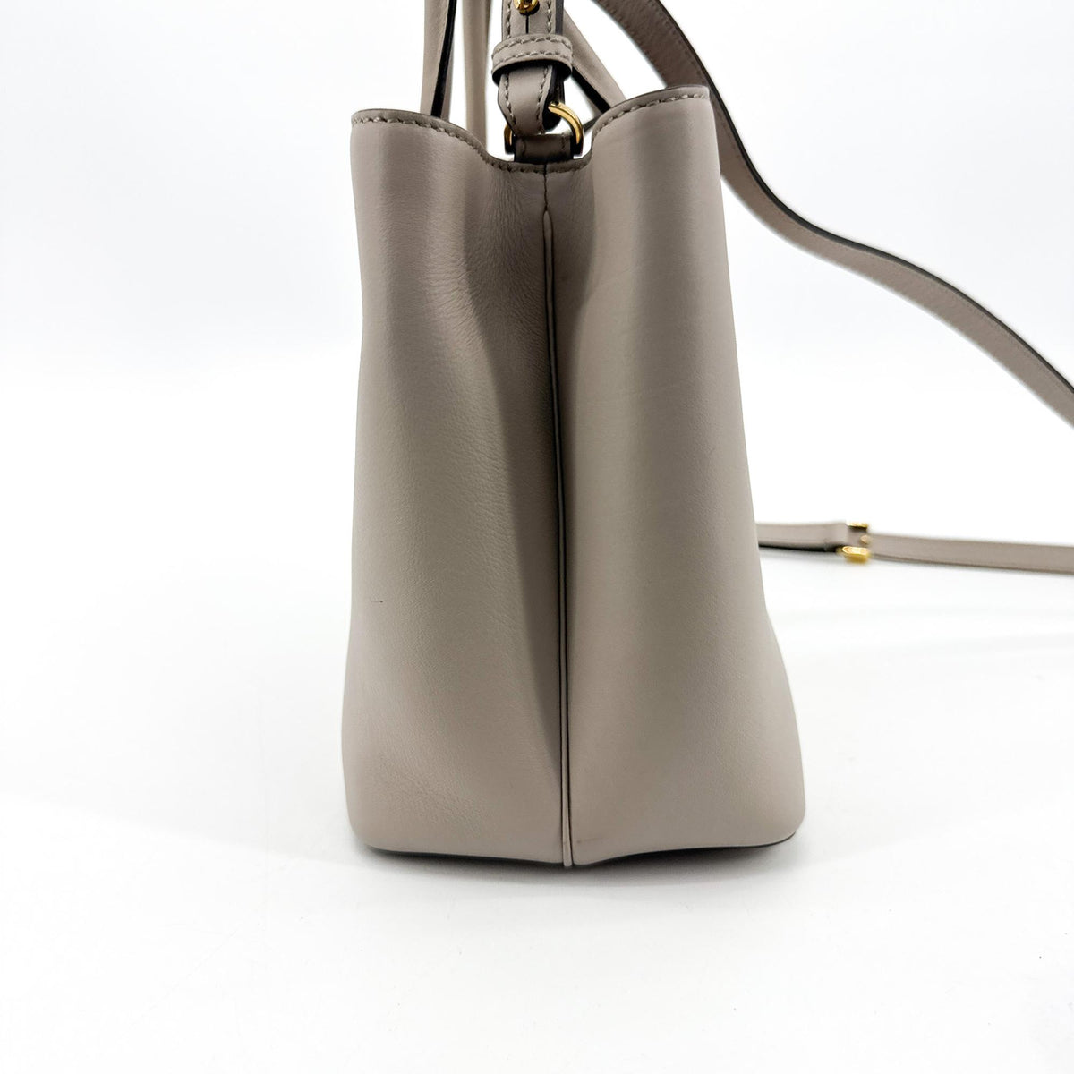 Fendi 2Jours Leather, Gray, Leather, Handbag
