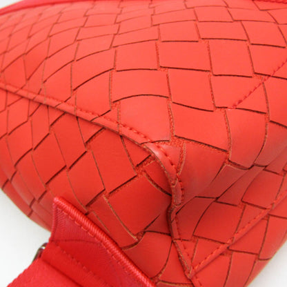Bottega Veneta Fold-Over Intrecciato Effect Rubber, Red, Rubber, Backpack