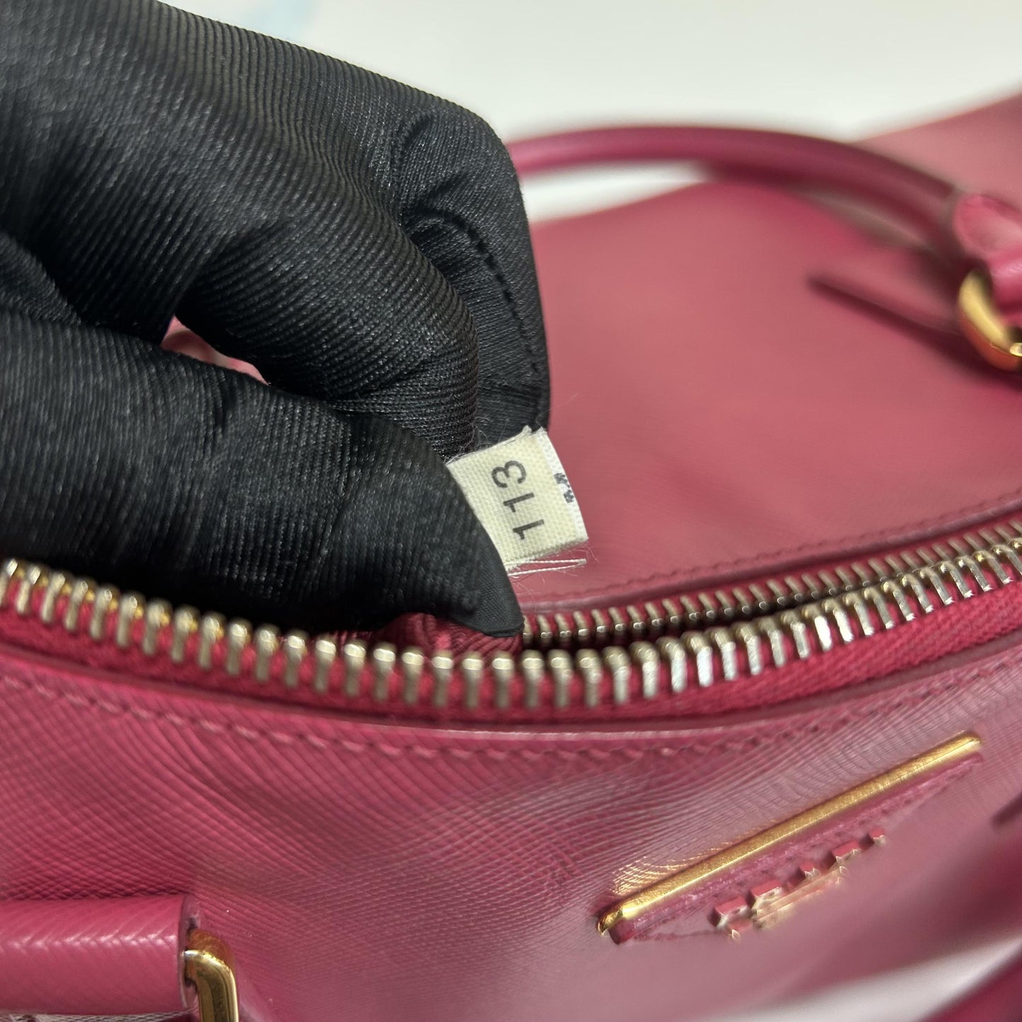 Prada Saffiano Bowler Leather, Pink, Leather, Handbag