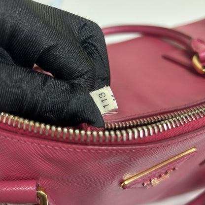 Prada Saffiano Bowler Leather, Pink, Leather, Handbag