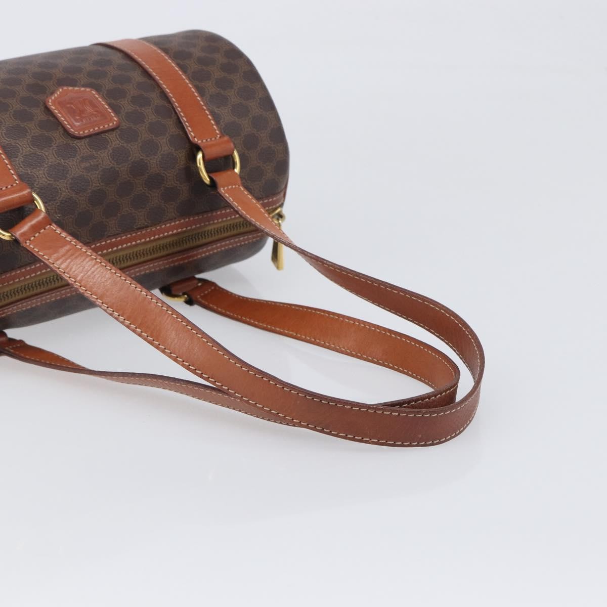 Celine Vintage Macadam Canvas and Leather, Brown, PVC, Handbag