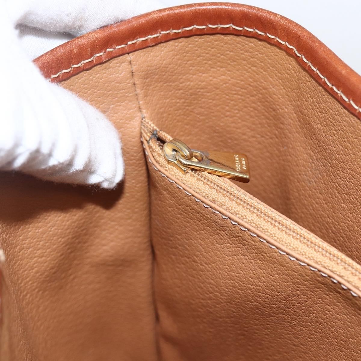 Celine Vintage Macadam Canvas and Leather, Brown, Canvas, Handbag