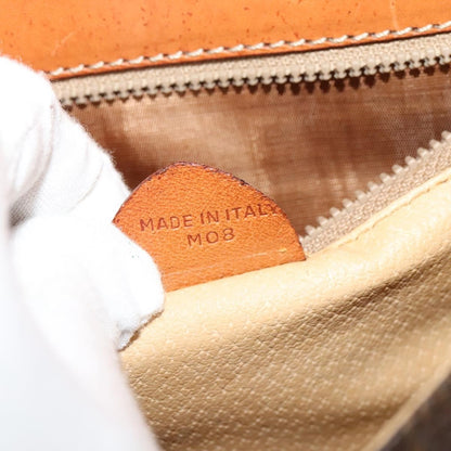 Celine Vintage Macadam Canvas and Leather, Brown, Canvas, Shoulder Bag
