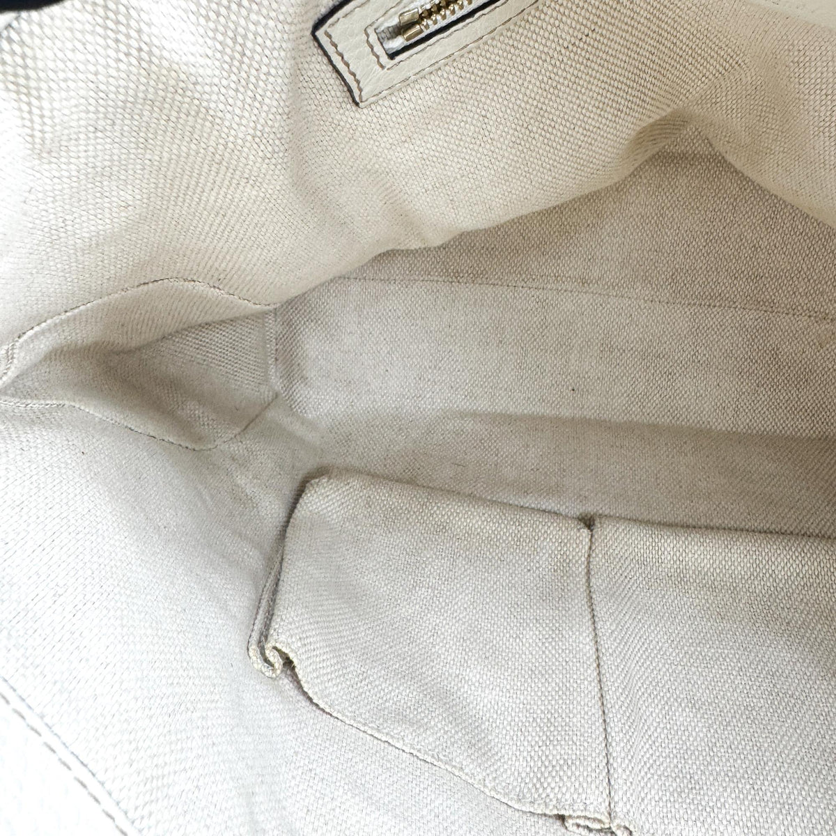 Gucci Soho Zip Leather, Beige, Leather, Tote Bag