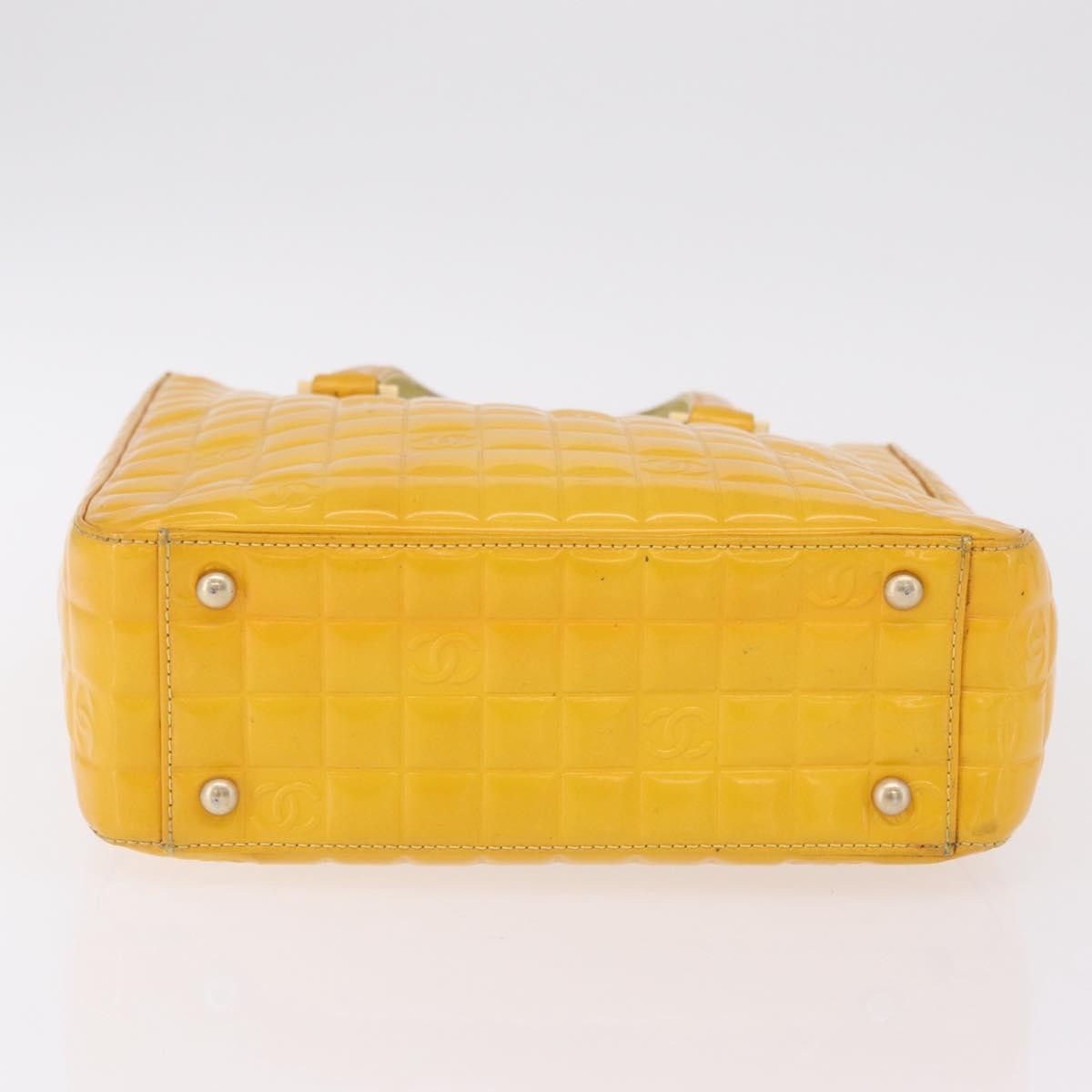 Chanel Chocolate Bar CC Quilted Patent, Yellow, Patent Leather, Tote Bag