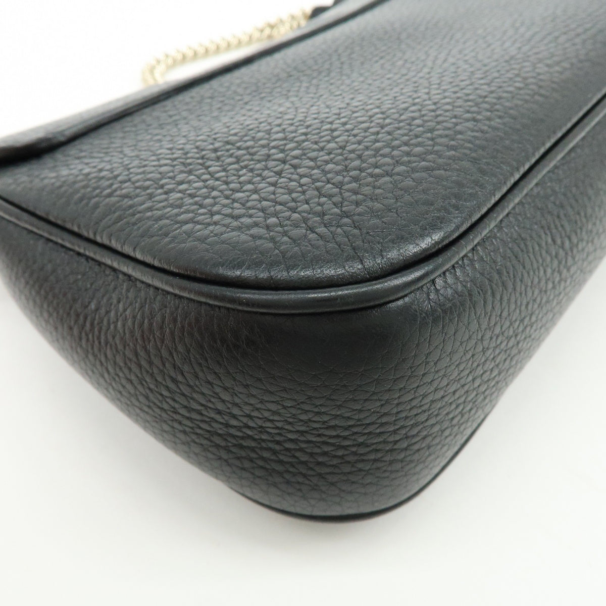 Gucci Soho Chain Leather, Black, Calfskin, Crossbody Bag
