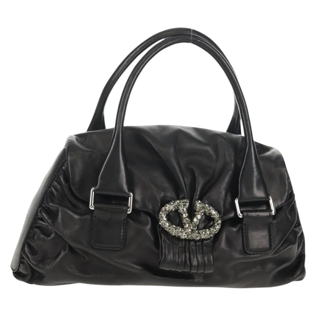 Valentino Garavani Histoire Tote Leather and Strass, Black, Leather, Shoulder Bag