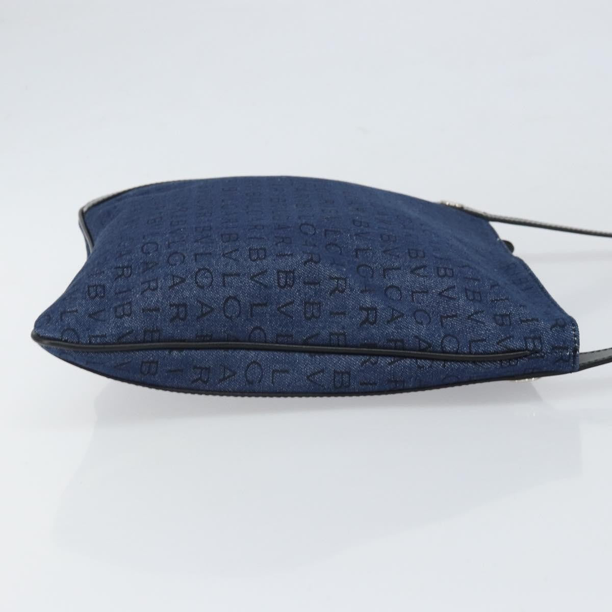 Bvlgari Logomania Canvas with Leather, Blue, Canvas, Shoulder Bag