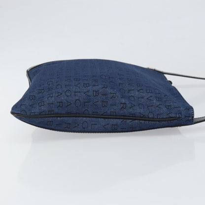 Bvlgari Logomania Canvas with Leather, Blue, Canvas, Shoulder Bag