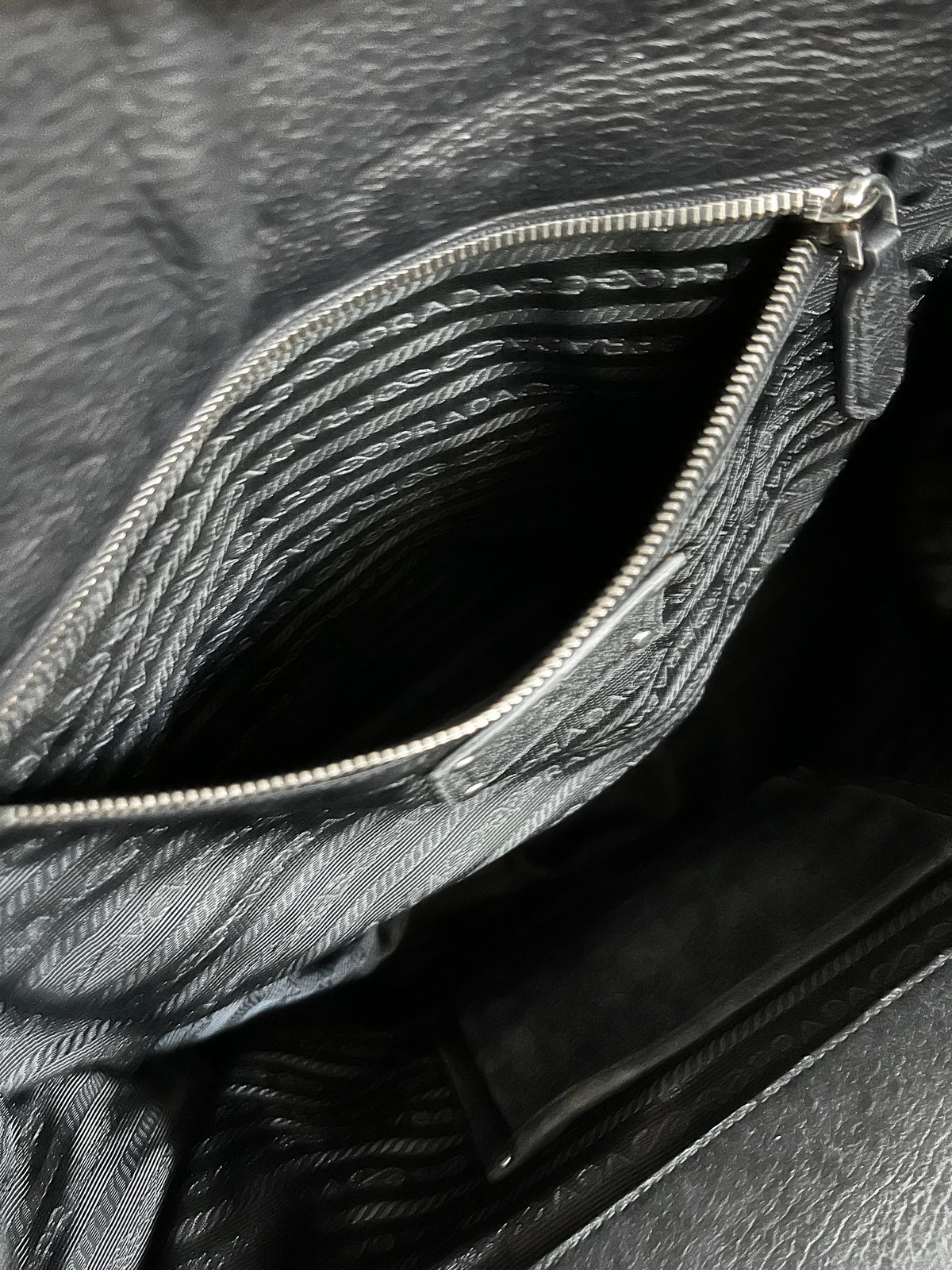 Prada Whipstitch Frame Satchel Tessuto and Leather, Black, Nylon, Handbag
