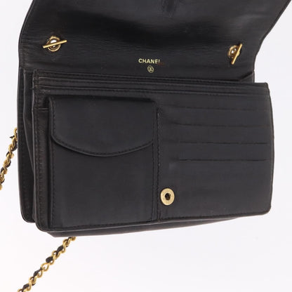 Chanel Vintage CC Wallet on Chain Patent, Black, Patent Leather, Crossbody Bag