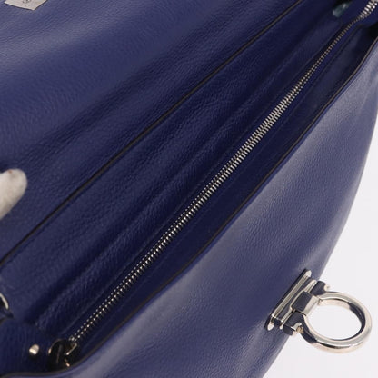 Salvatore Ferragamo Sofia Satchel Leather, Blue, Leather, Handbag