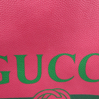 Gucci Logo Drawstring Printed Leather, Pink, Leather, Backpack