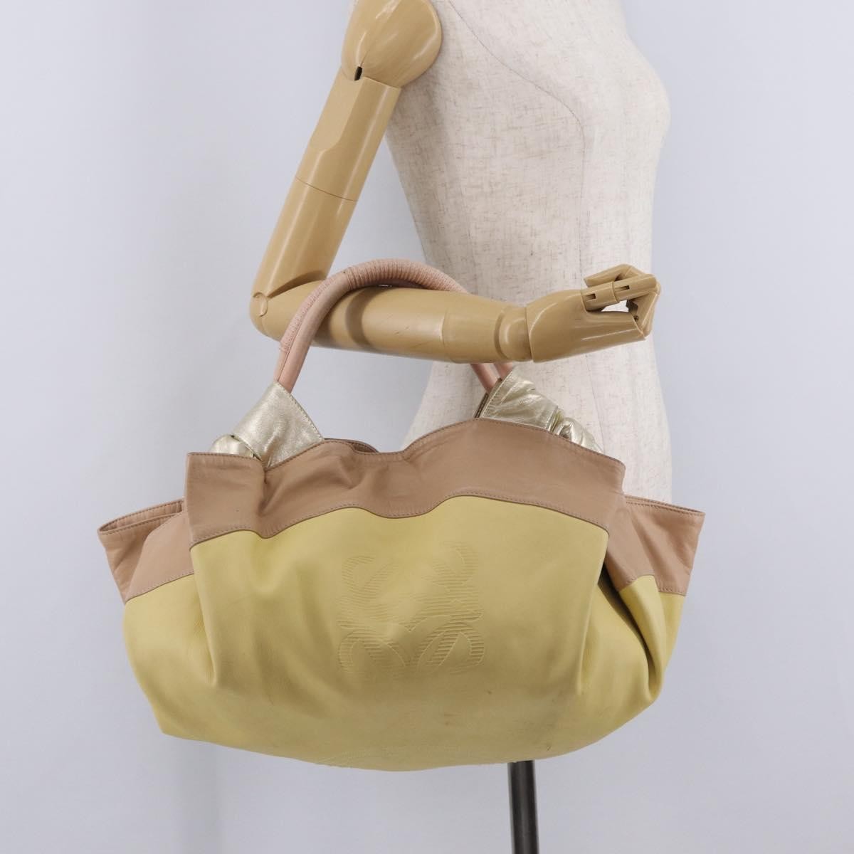 Loewe Anagram Logo Nappa Aire Hand Leather, Yellow, Leather, Handbag
