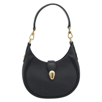 Bvlgari Serpenti Ellipse Leather, Black, Leather, Shoulder Bag