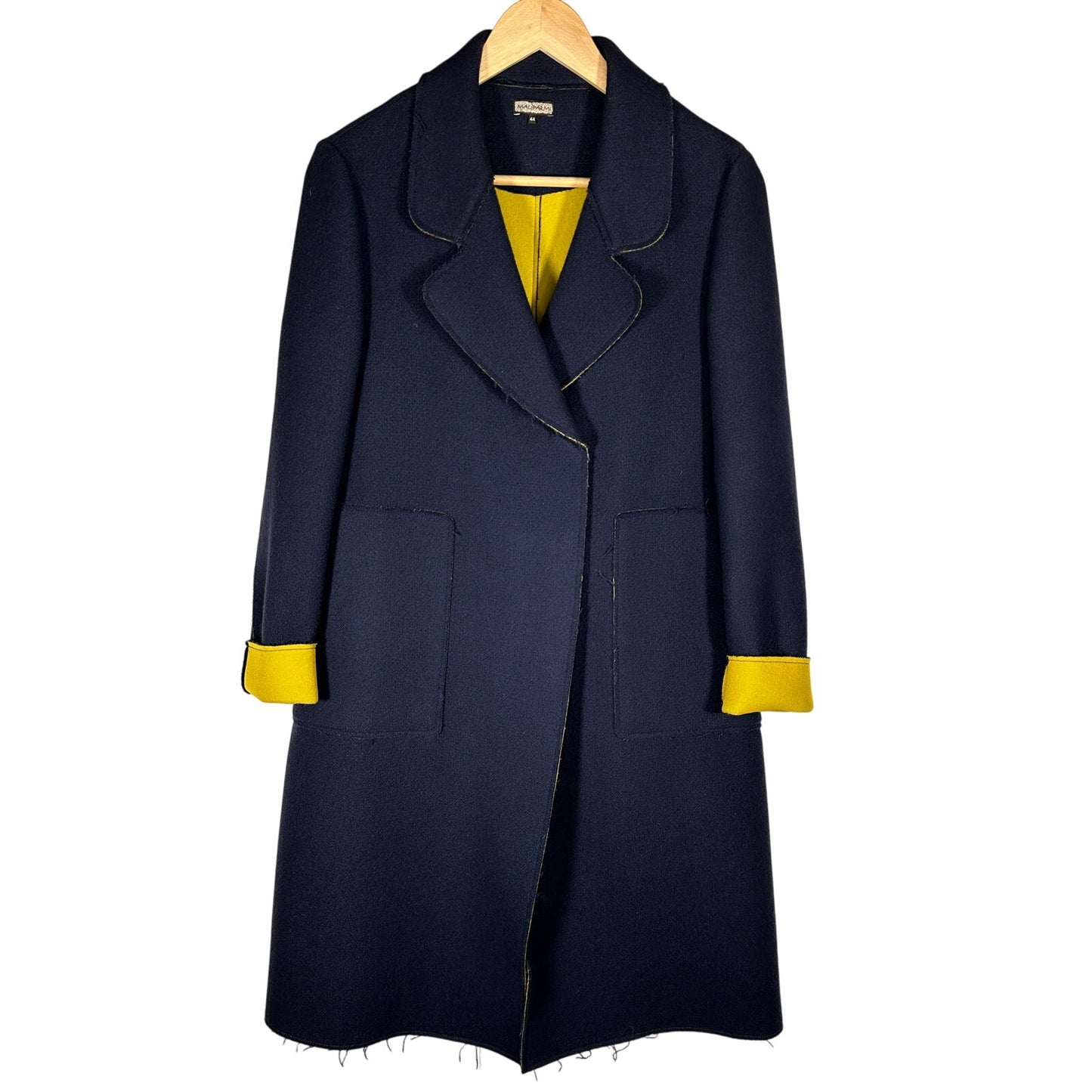 Sonia Speciale Trench Coat 44 Blue Wool Blend Double Breasted