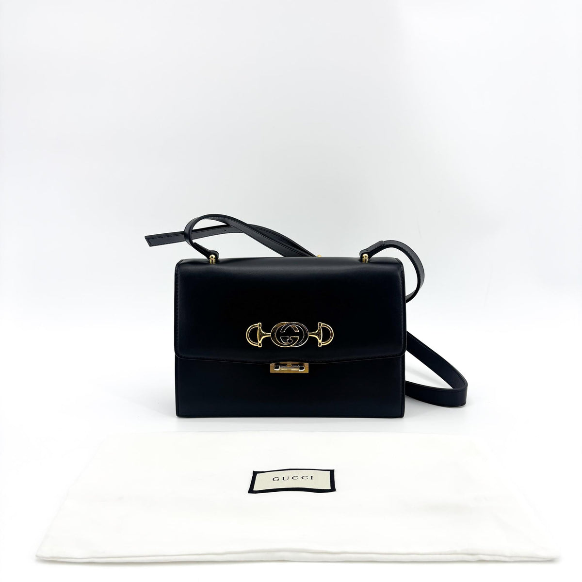 Gucci Zumi Leather, Black, Leather, Shoulder Bag
