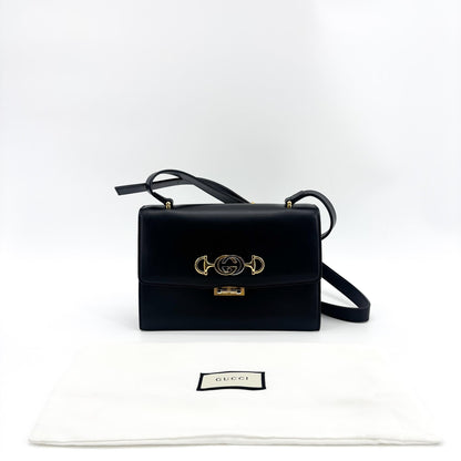 Gucci Zumi Leather, Black, Leather, Shoulder Bag