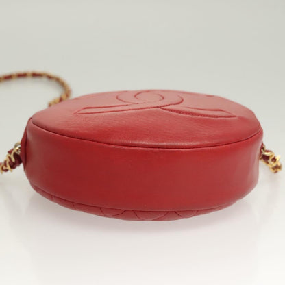 Chanel Vintage Round Tassel Quilted Lambskin, Red, Leather, Shoulder Bag
