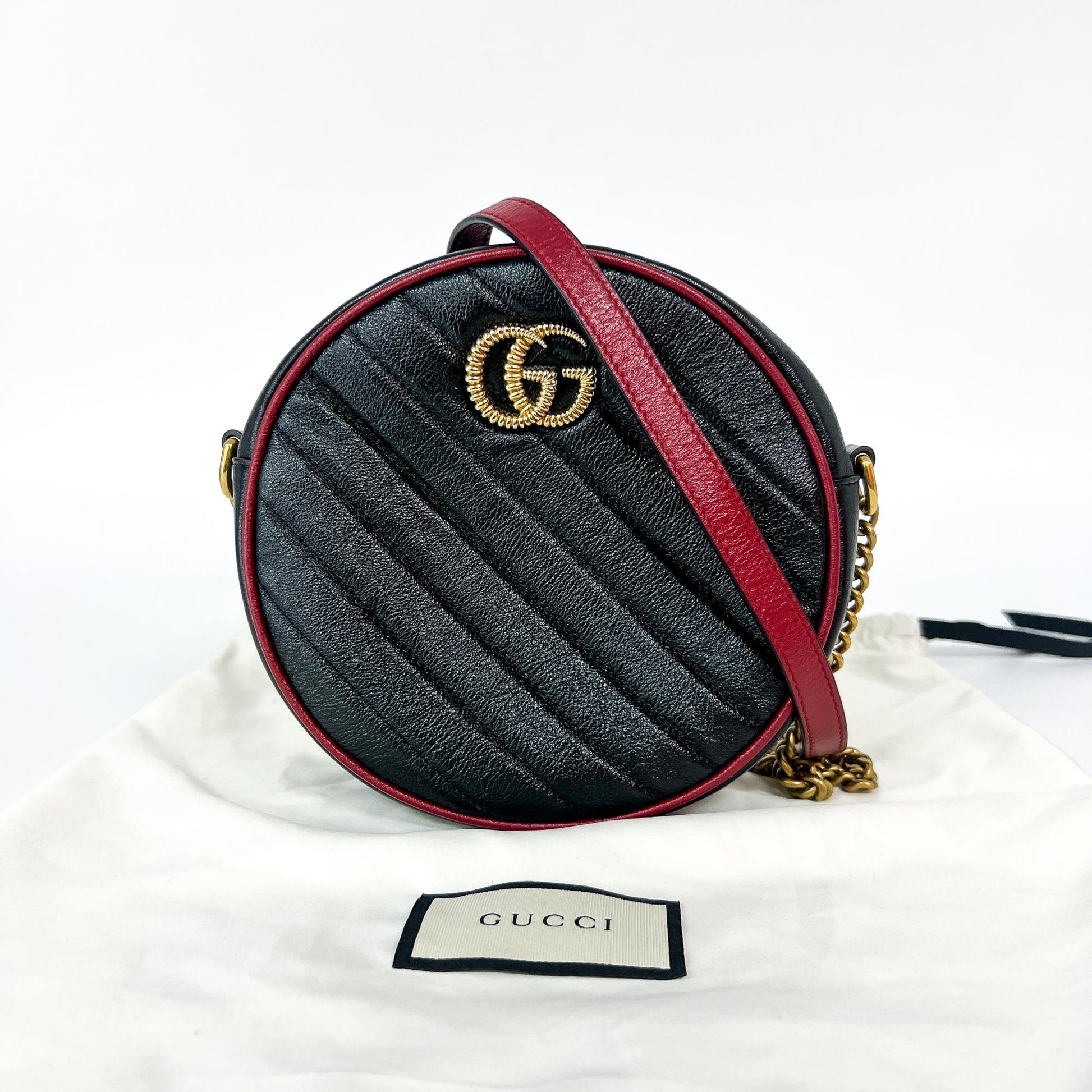 Gucci GG Marmont Round Matelasse Leather, Multicolour, Calfskin, Shoulder Bag