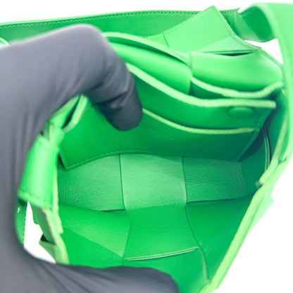 Bottega Veneta Cassette Maxi Intrecciato Leather, Green, Leather, Crossbody Bag