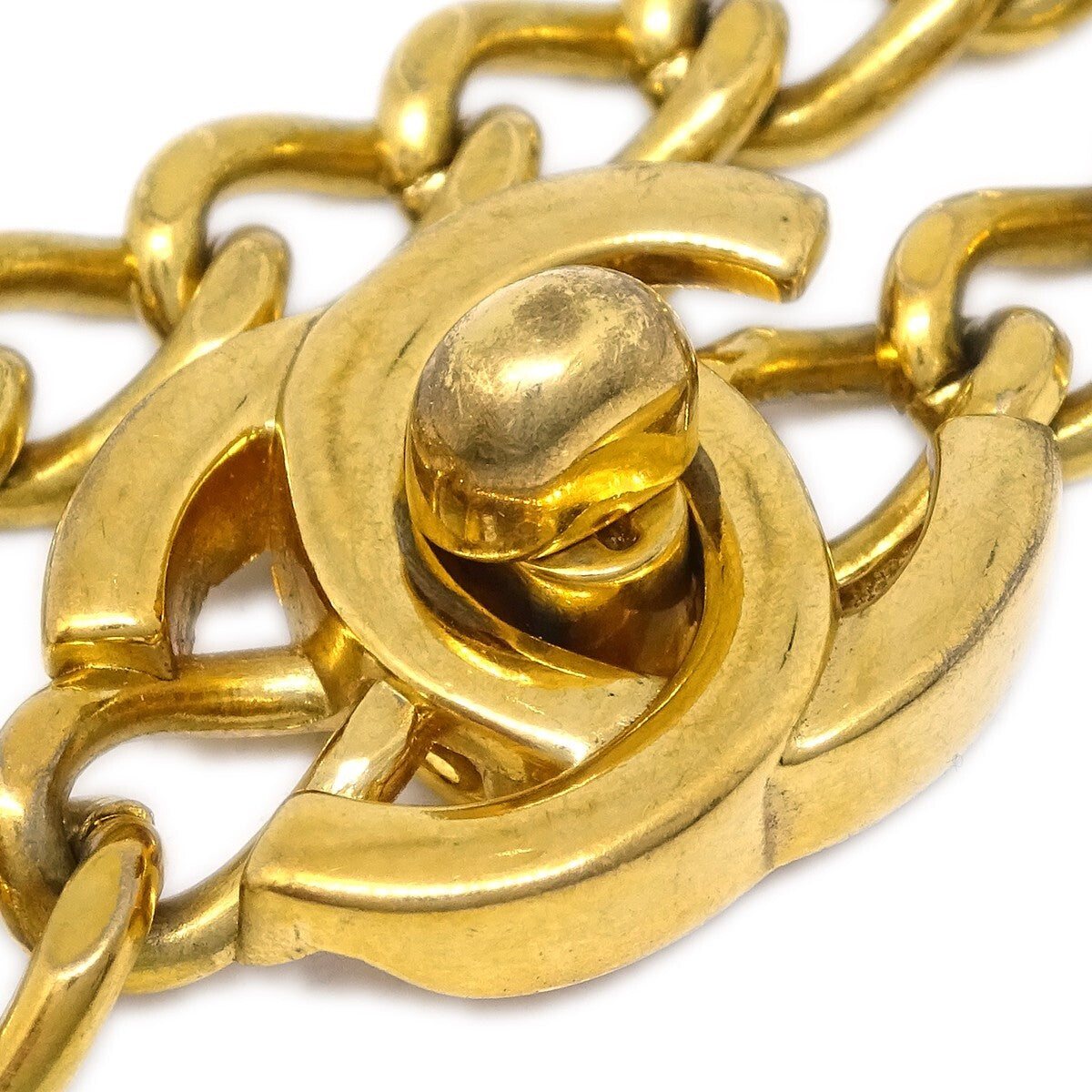 Chanel Vintage CC Turnlock Chain Metal, Gold, Gold Plated, Bracelet