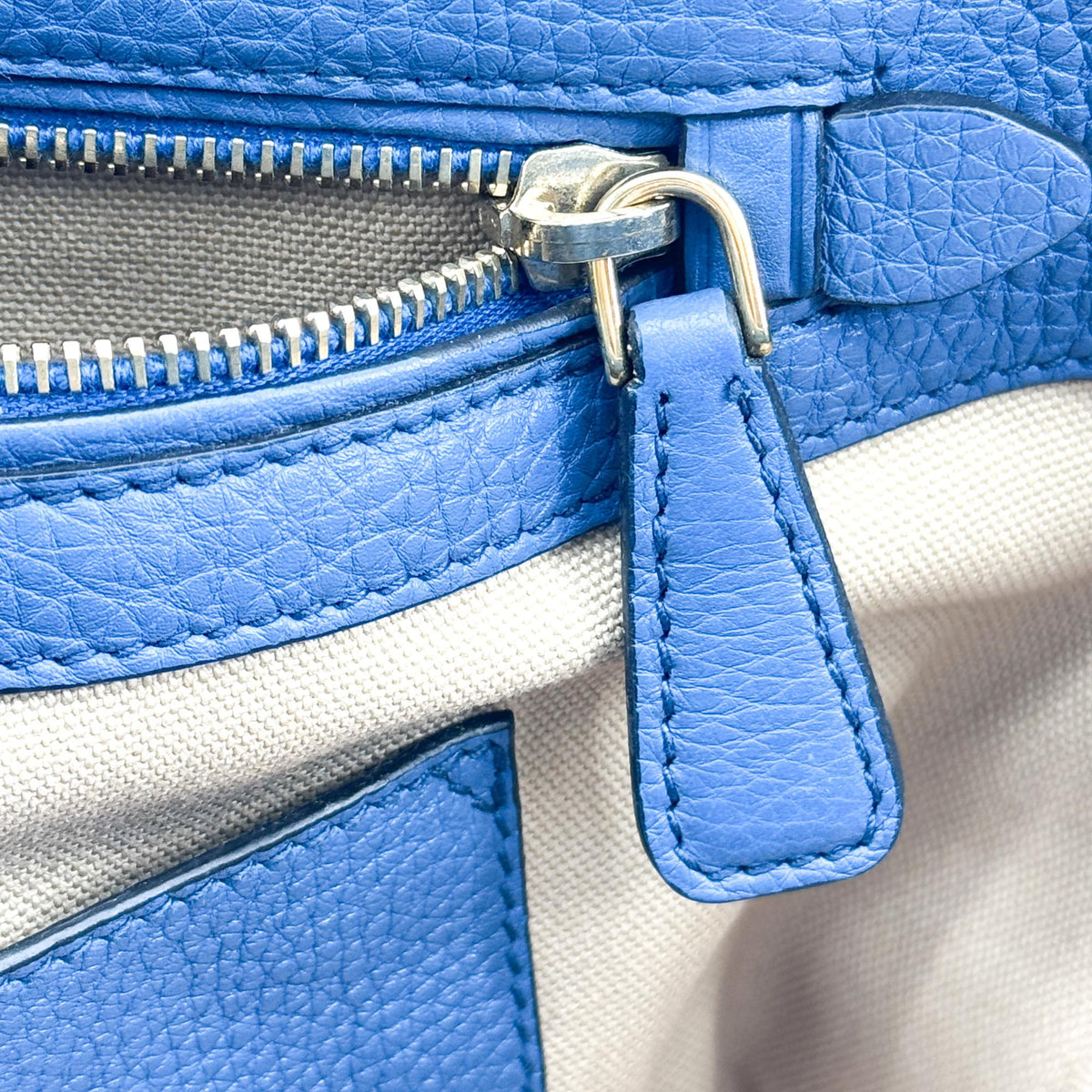 Prada Vitello Daino Leather, Blue, Leather, Shoulder Bag