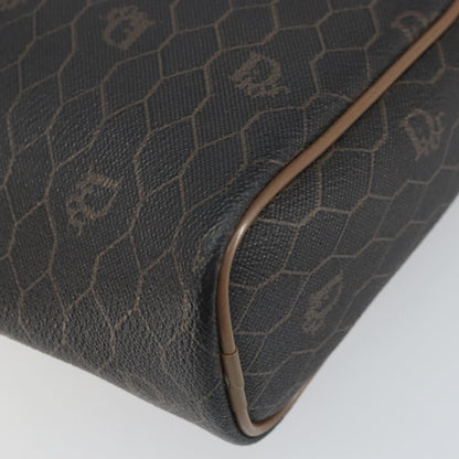 Christian Dior Vintage Honeycomb Zip Canvas and Leather, Black, Canvas, Clutch