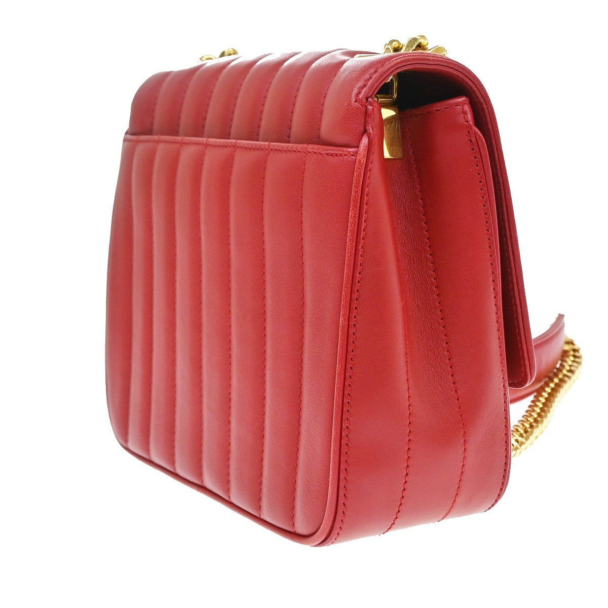 Saint Laurent Vicky Vertical Quilted Leather, Red, Leather, Crossbody Bag