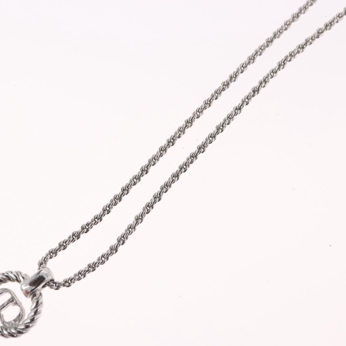 Christian Dior VIntage Circle Pendant Metal, Silver, Metal, Necklace