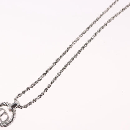 Christian Dior VIntage Circle Pendant Metal, Silver, Metal, Necklace