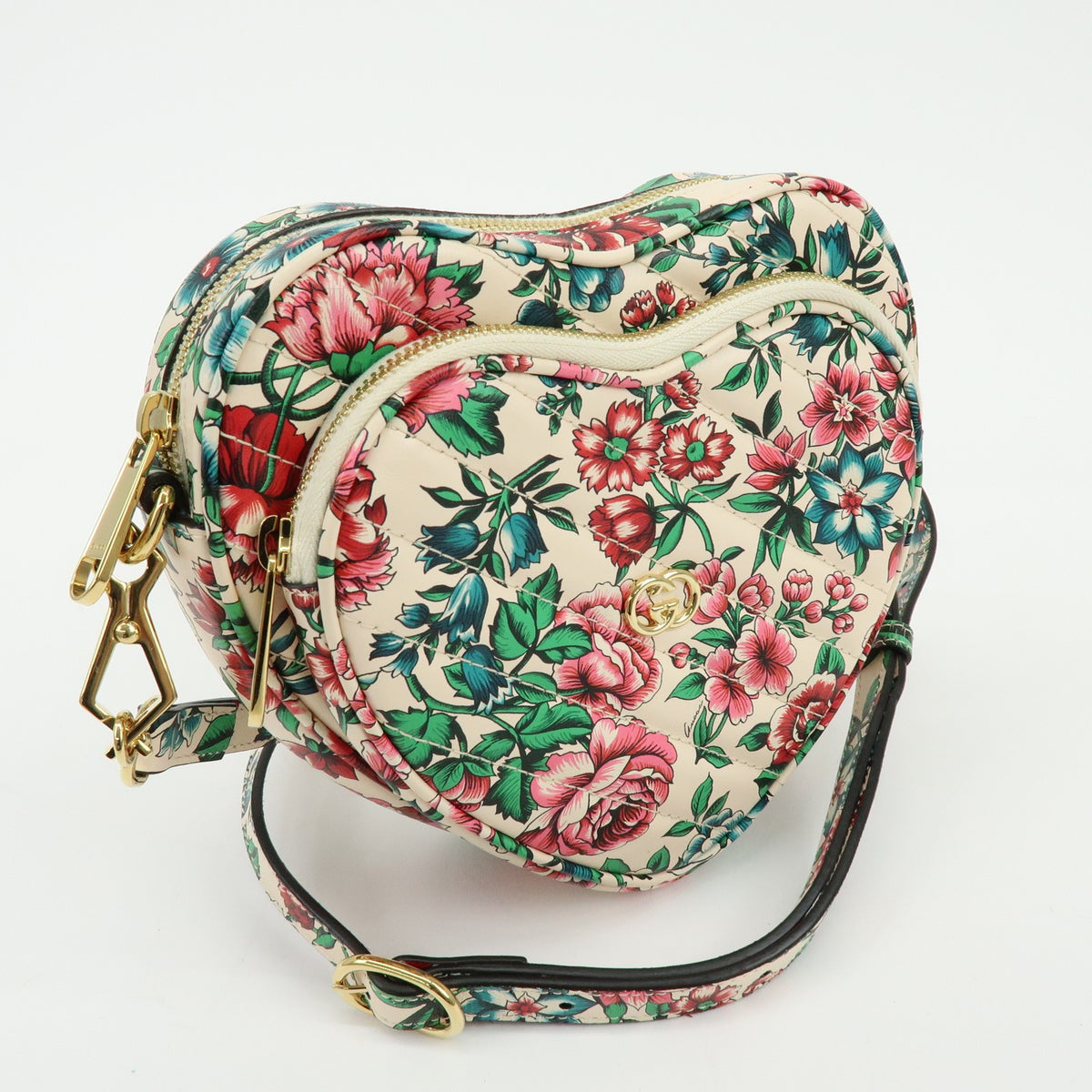 Gucci Interlocking G Heart Diagonal Quilted Leather, Multicolour, Leather, Shoulder Bag