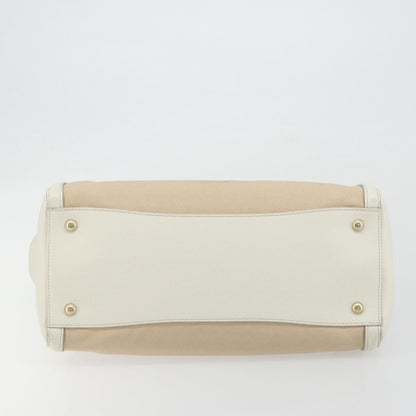 Prada Cuir Frame Convertible Canvas and Saffiano Leather, Beige, Canvas, Tote Bag