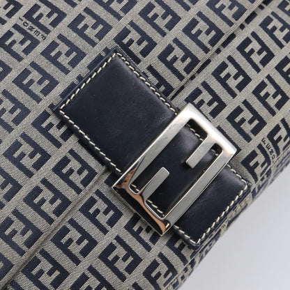 Fendi Zucchino Canvas Mamma Baguette Canvas, Navy, Canvas, Shoulder Bag