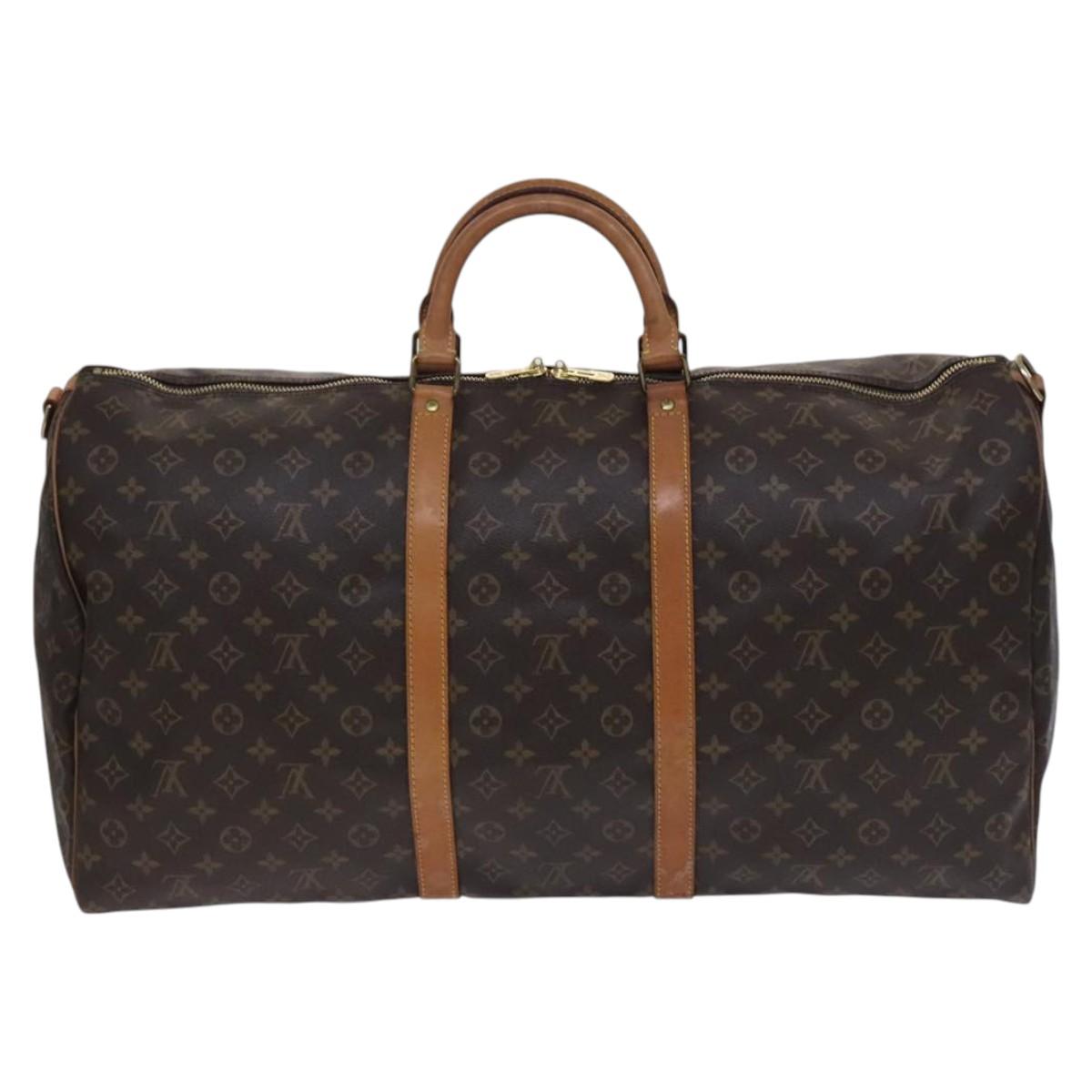 Louis Vuitton Keepall Bag Monogram Canvas, BROWN, CANVAS, Travel bag
