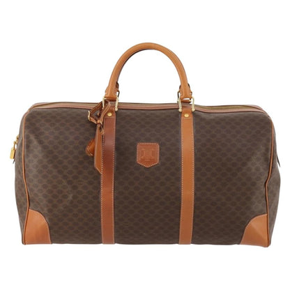 Celine Vintage Duffle Canvas and Leather, Brown, Canvas, Travel Bag
