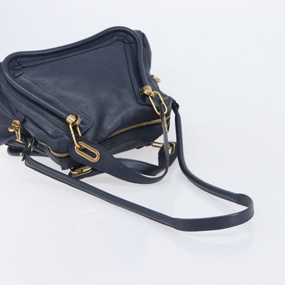 Chloe Paraty Top Handle Leather, Navy, Leather, Handbag