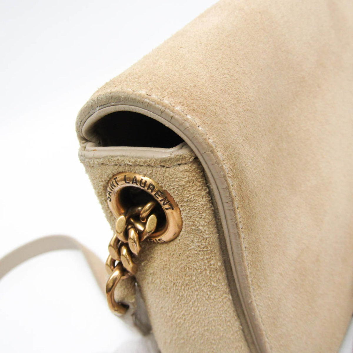 Saint Laurent Classic Monogram Tassel Clutch Suede, Beige, Suede, Clutch