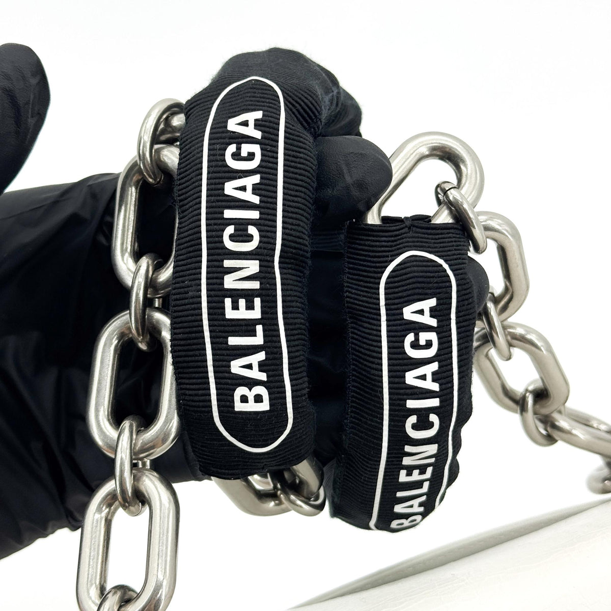 Balenciaga Downtown S Chain-Handle Leather, White, Leather, Shoulder Bag