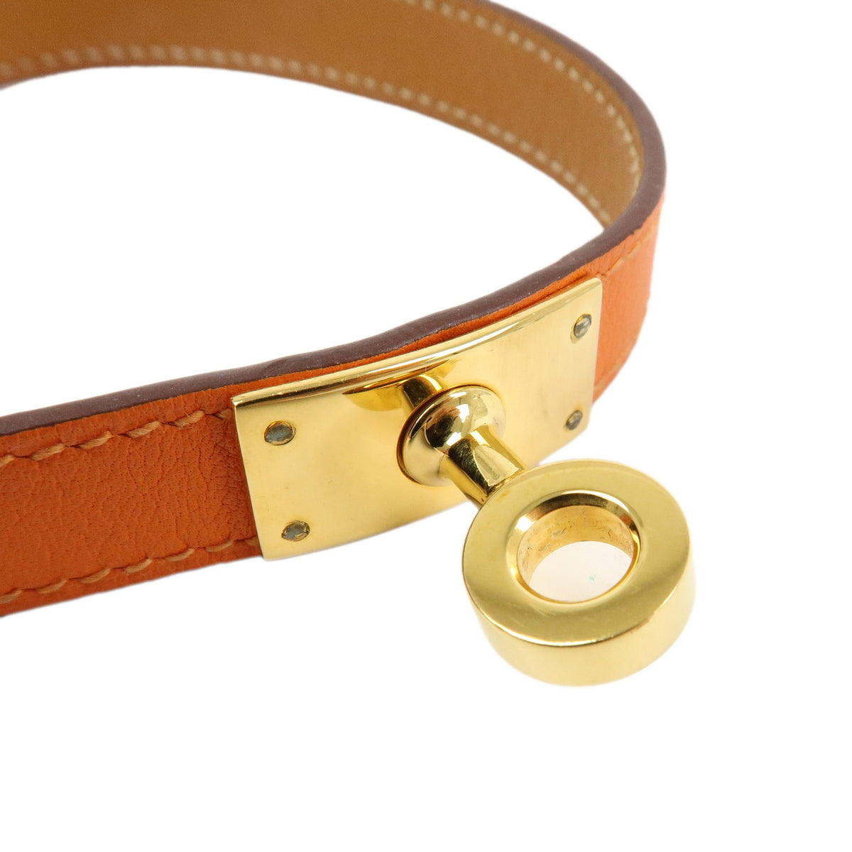 Hermes Kelly Double Tour Leather, Orange, Leather, Bracelet