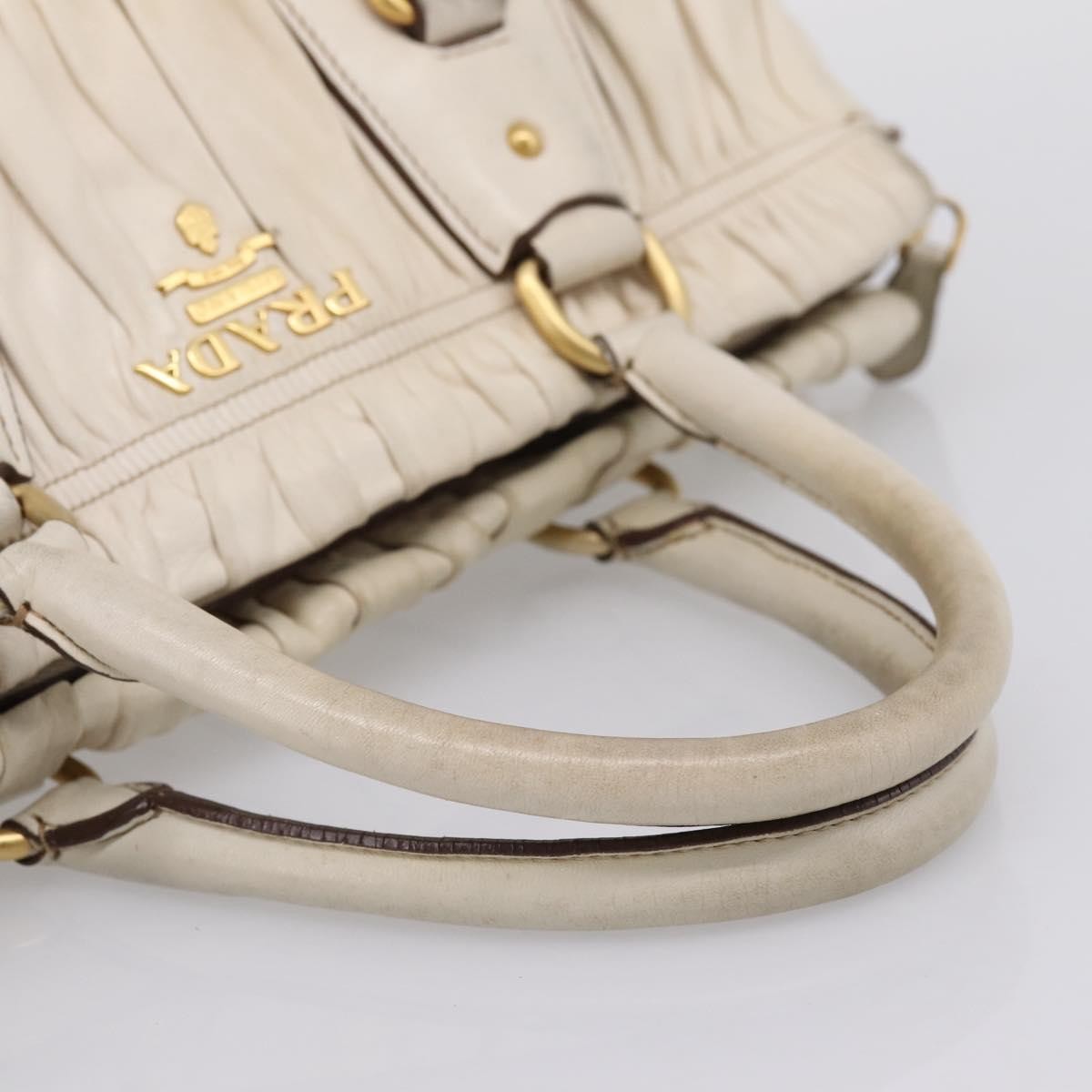 Prada Gaufre Convertible Satchel Nappa Leather, Beige, Leather, Handbag