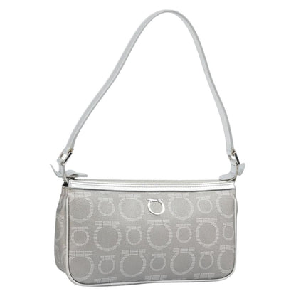 Salvatore Ferragamo Gancini Leather, Silver, Leather, Crossbody Bag