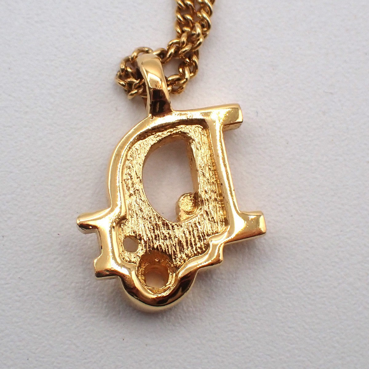 Christian Dior Vintage Dior Logo Metal and Crystal, Gold, Gold Plated, Necklace