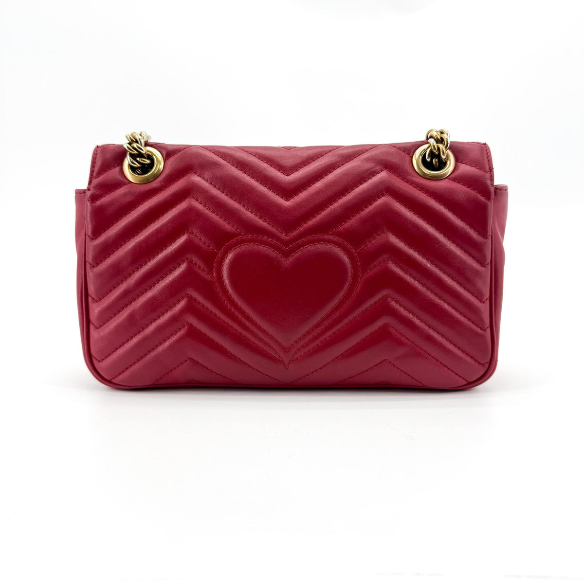 Gucci GG Marmont Flap Chevron Leather, Red, Leather, Shoulder Bag