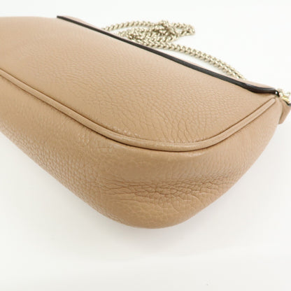 Gucci Soho Chain Leather, Beige, Leather, Crossbody Bag